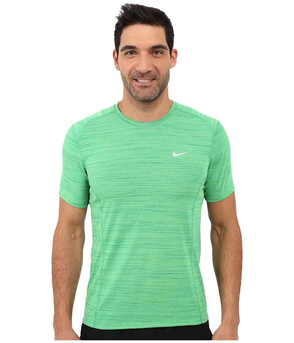 Nike - Dry Miler Short Sleeve Running Top (Action Green/Rio Teal/Reflective Silver) Men