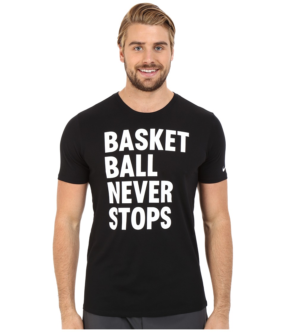 Nike - Basketball Never Stops Tee (Black/Black/White) Men