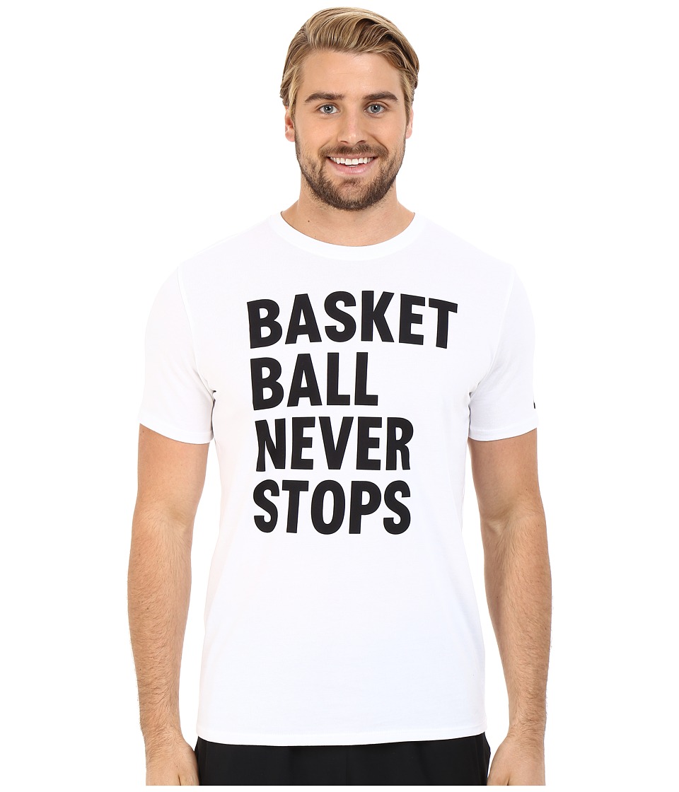 Nike - Basketball Never Stops Tee (White/White/Black) Men