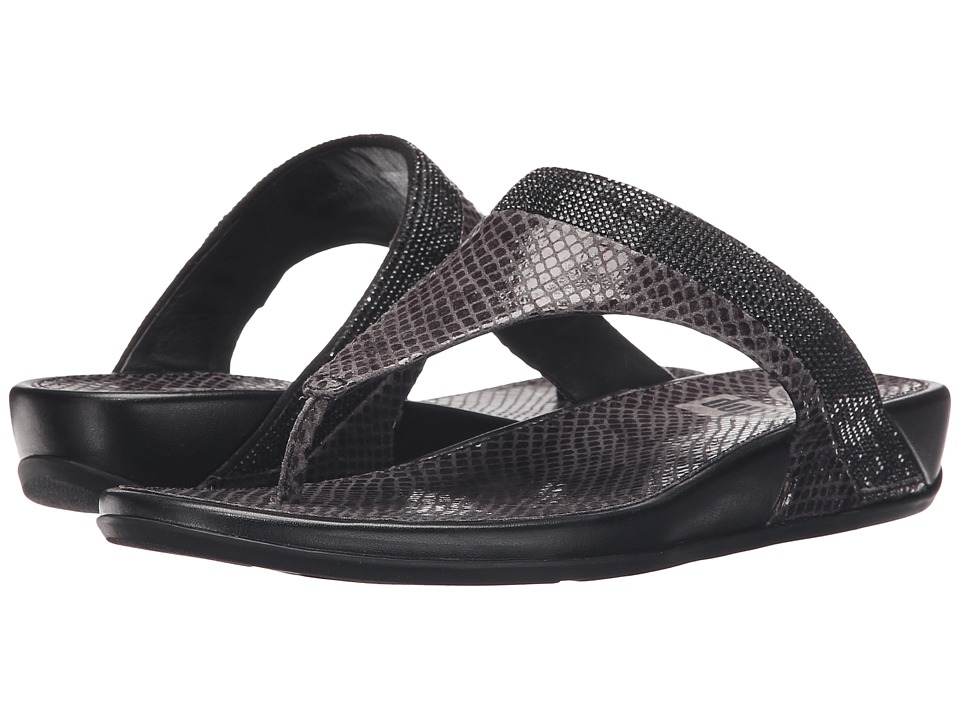 FitFlop Banda Crystal Snake Toe Post (Black) Women
