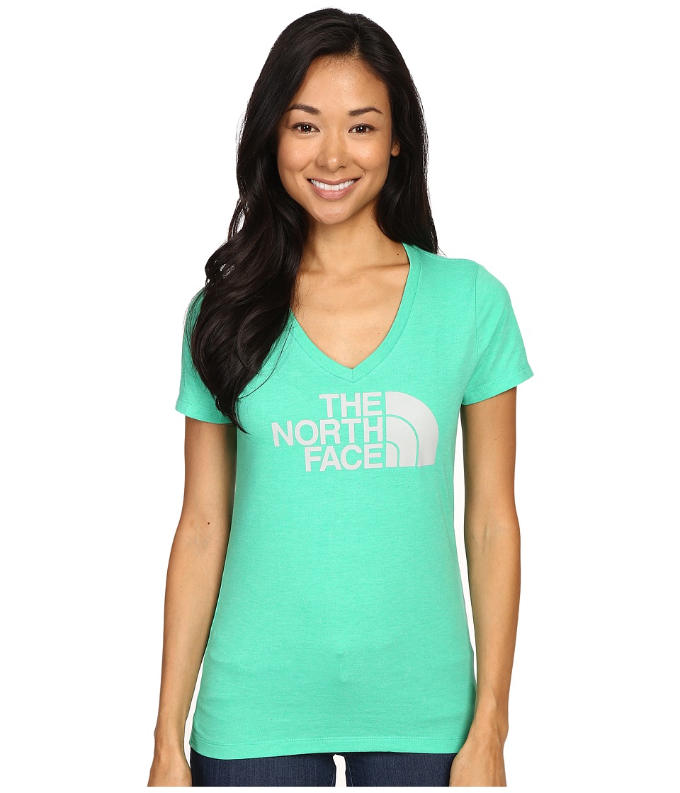 The North Face - Short Sleeve Half Dome V-Neck Tee (Blarney Green Heather/Vaporous Grey) Women