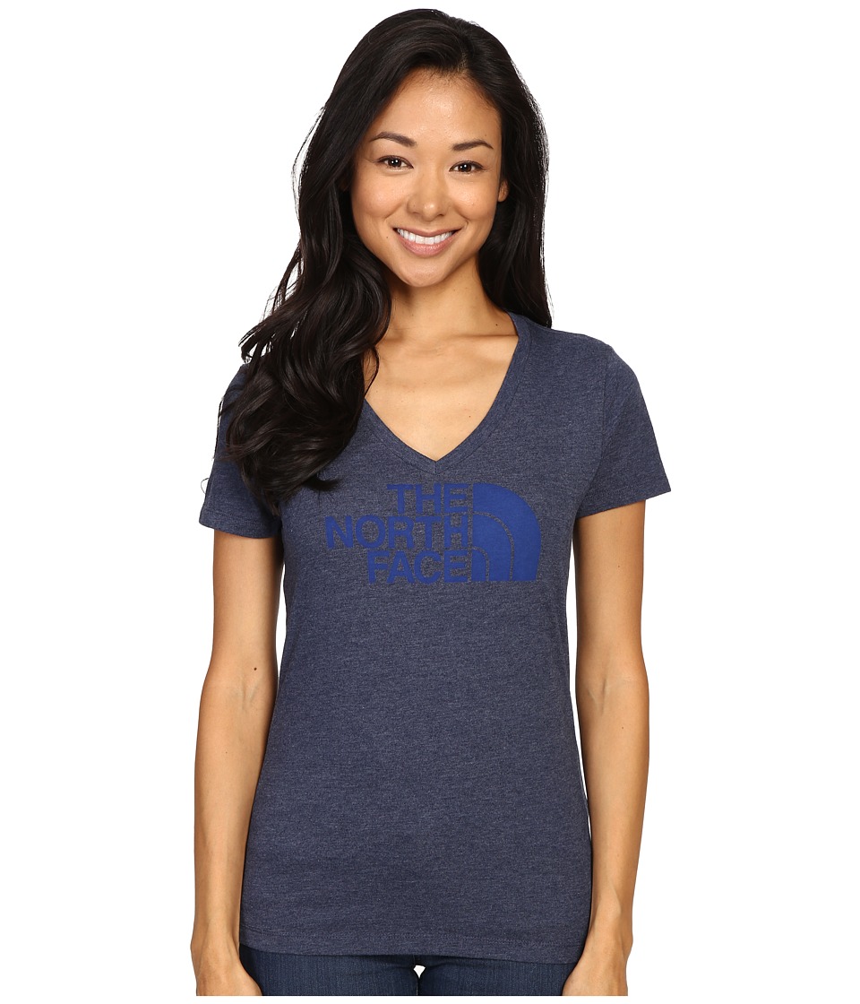 The North Face - Short Sleeve Half Dome V-Neck Tee (Patriot Blue Heather/Bomber Blue) Women