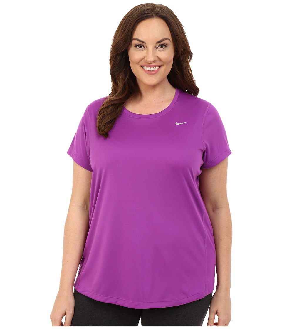 Nike Miler Short-Sleeve Running Top (Size 1X-3X) (Cosmic Purple/Reflective Silver) Women