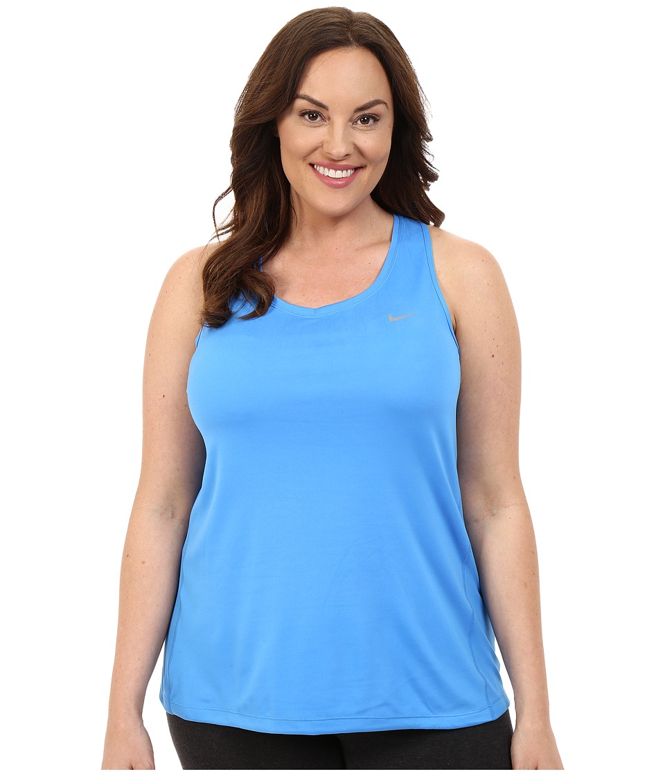 Nike Dry Miler Running Tank (Size 1X-3X) (Light Photo Blue/Reflective Silver) Women