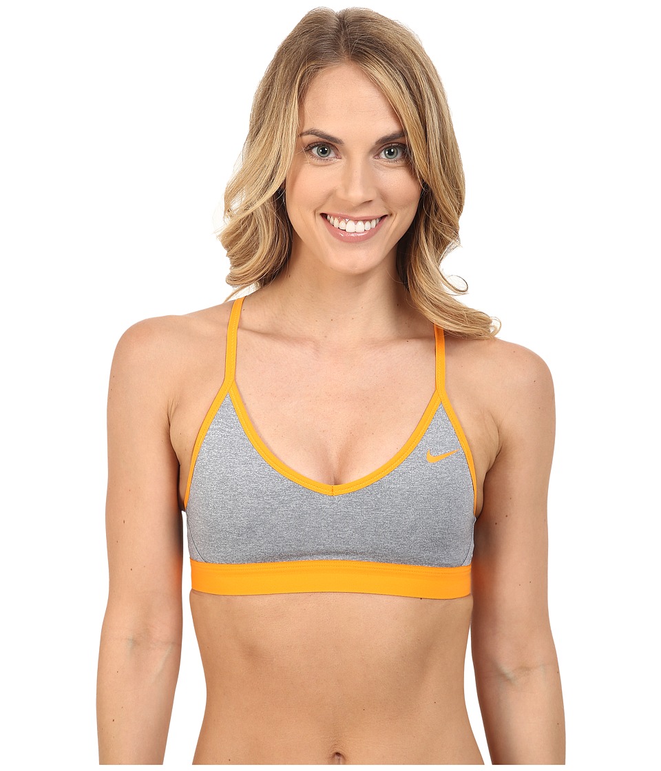 Nike Pro Indy Bra (Dark Grey Heather/Cool Grey/Vivid Orange/Vivid Orange) Women
