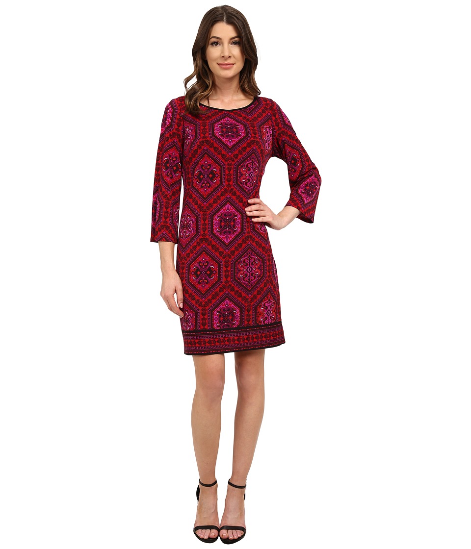 Laundry by Shelli Segal Emilio Border Boat Neck Dress (Cherry) Women