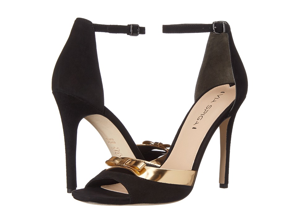 Via Spiga - Tallulah (Black/Gold Kid Suede/Liquid Metallic) High Heels
