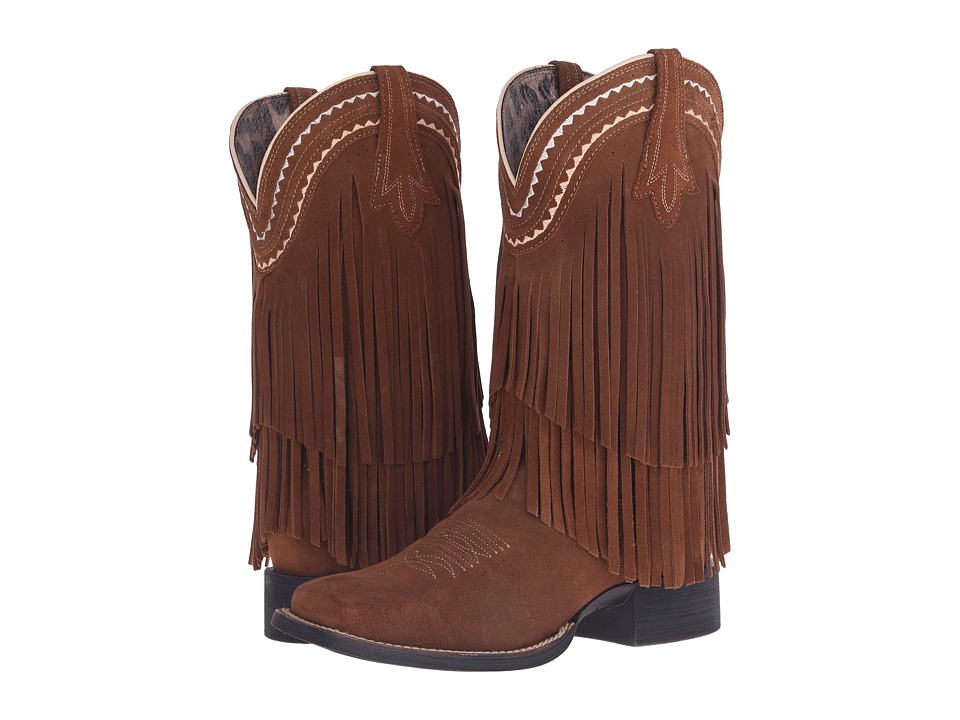 Ariat Fringe Wide Square Toe (Powder Brown) Cowboy Boots