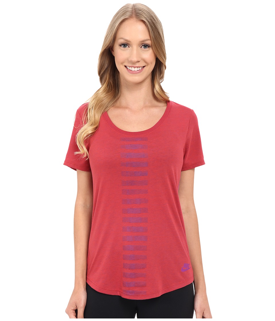 Nike Scoop Frequency Burnout Tee (Light Crimson) Women