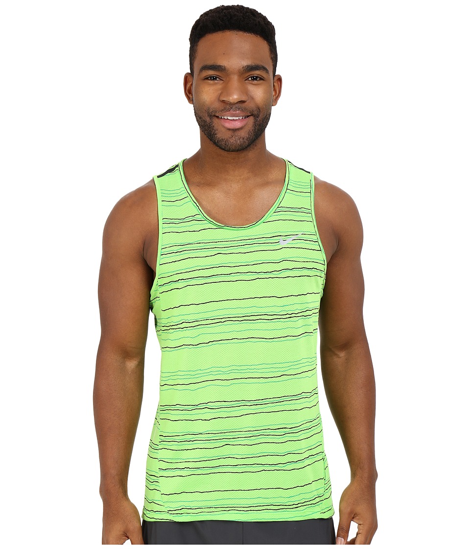 Nike Dri-FIT Cool Tailwind Stripe Running Tank Top (Action Green/Reflective Silver) Men