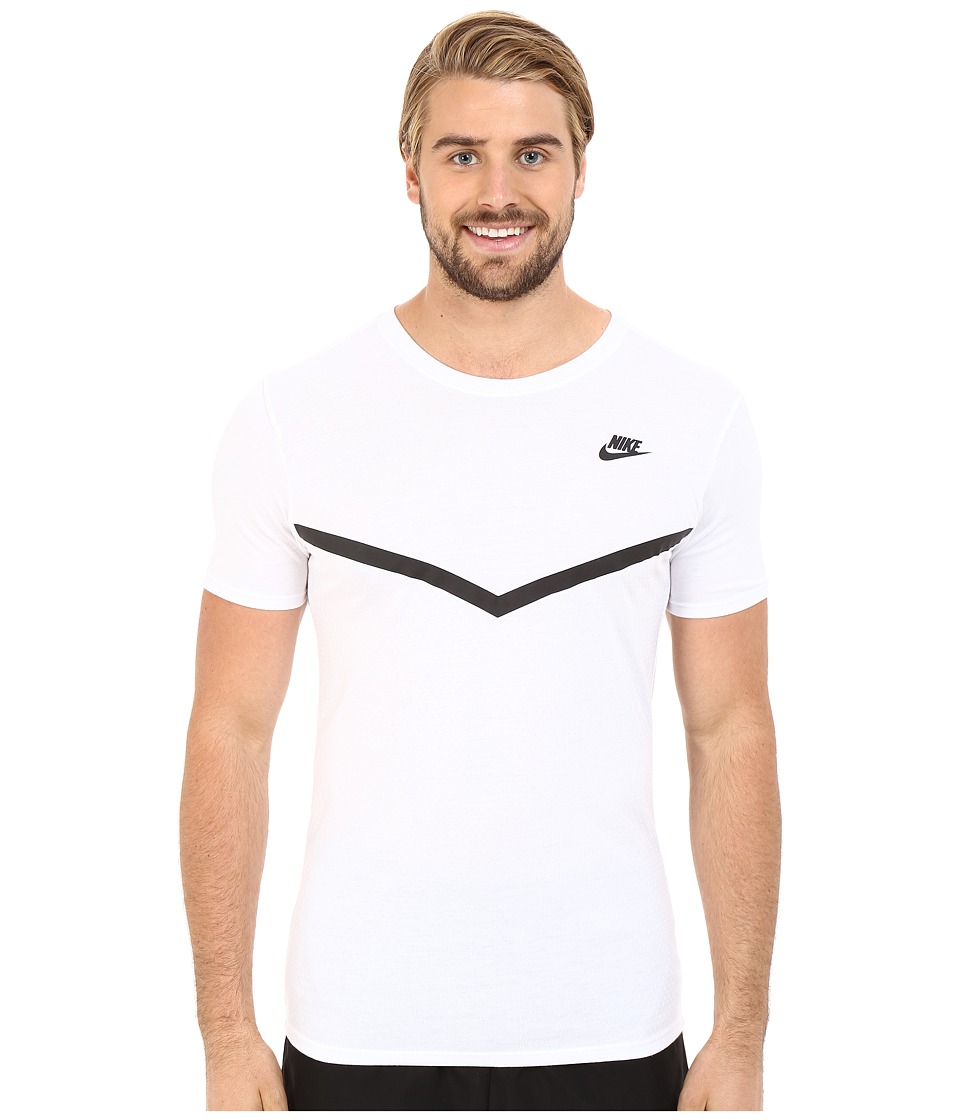 Nike - Futura Mesh Panel Print Tee (White/White/Black) Men