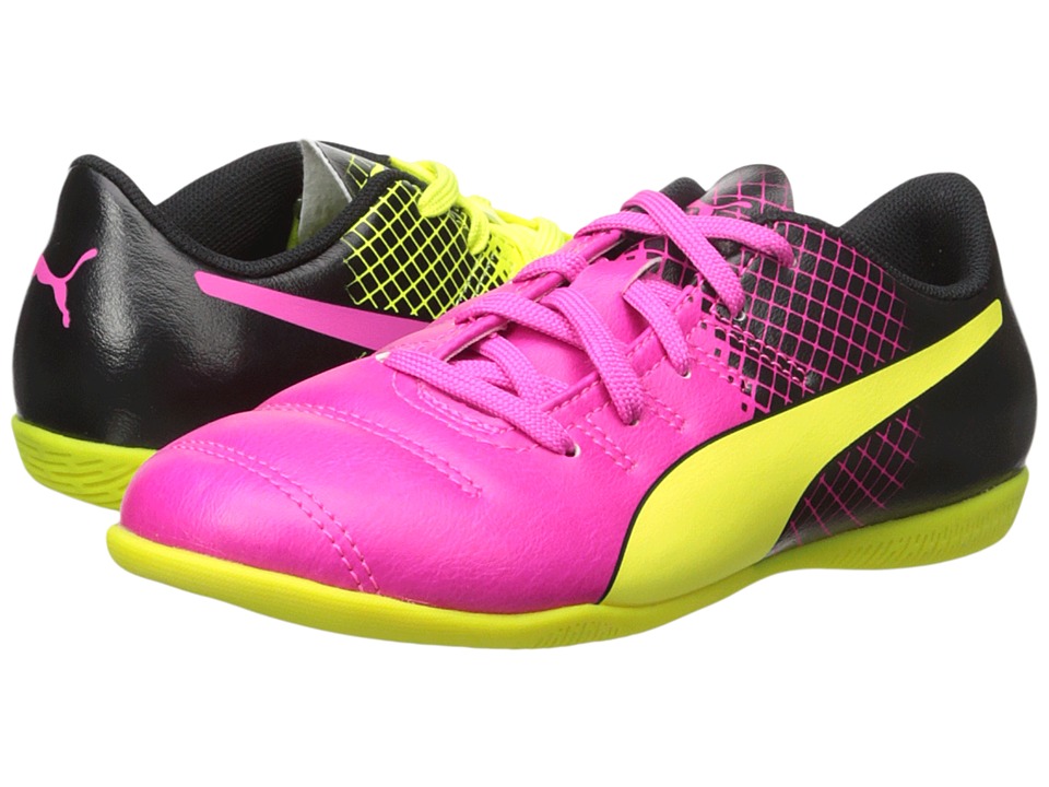 Puma Kids evoPOWER 4.3 Tricks IT (Little Kid/Big Kid) (Pink Glo/Safety Yellow/Black) Kids Shoes