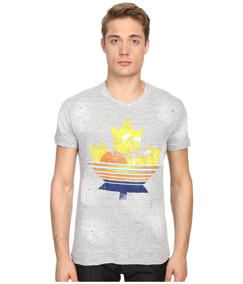 DSQUARED2 Chic Dan Fit Leaf Tee (Grey Melange) Men