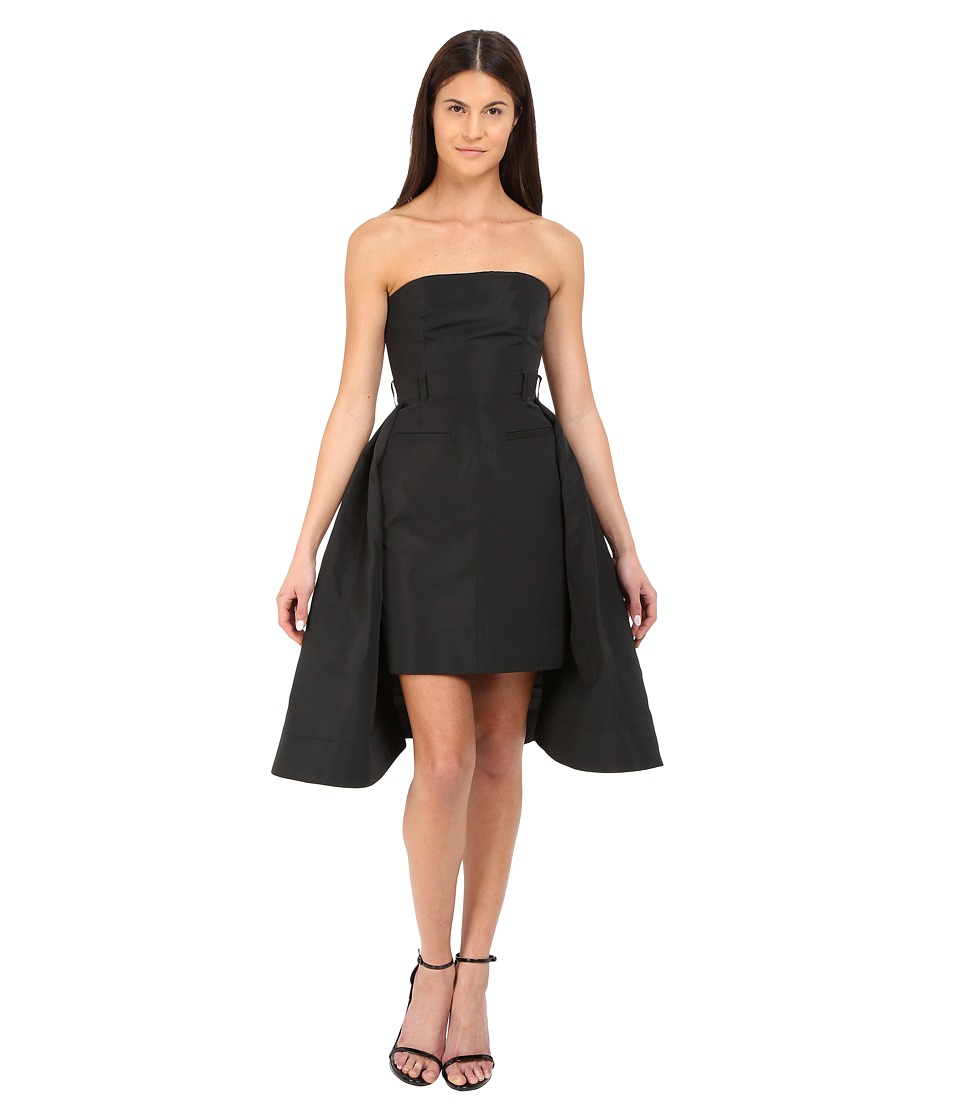 Vera Wang Bustier Dress w/ Tailored Pencil Skirt and Pleated Back (Black) Women