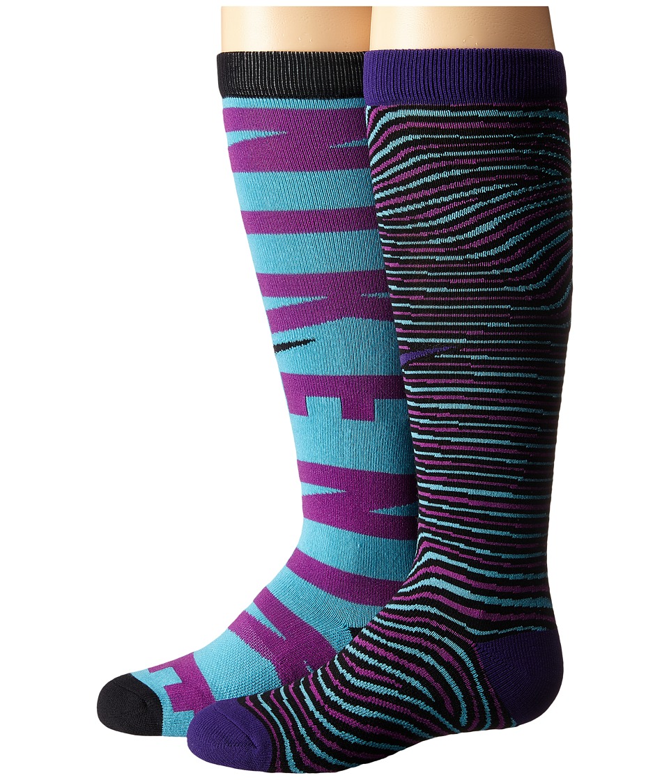 Nike Kids Graphic Cotton Knee High 2-Pair Pack (Toddler/Little Kid/Big Kid) (Multicolor 7) Girls Shoes