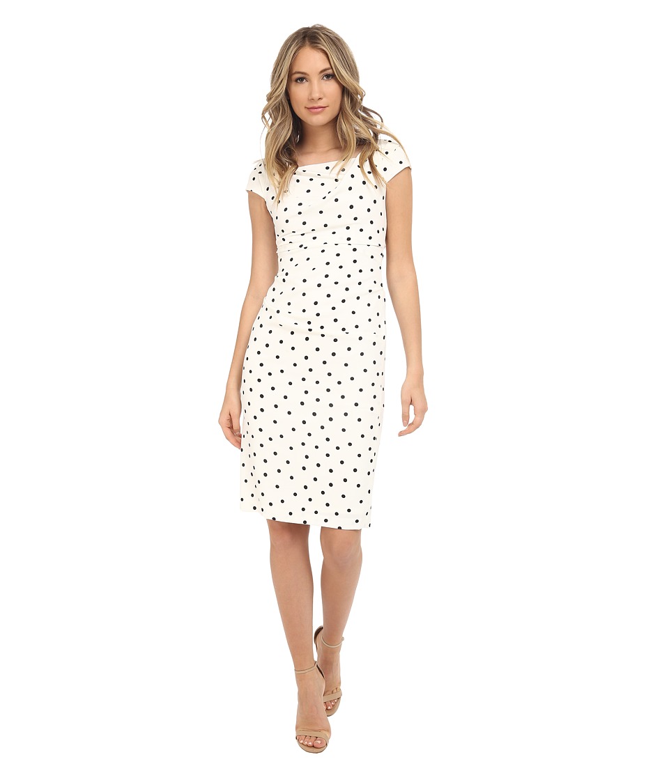 Adrianna Papell Cowl Neck Printed Sheath Dress (Ivory/Black) Women