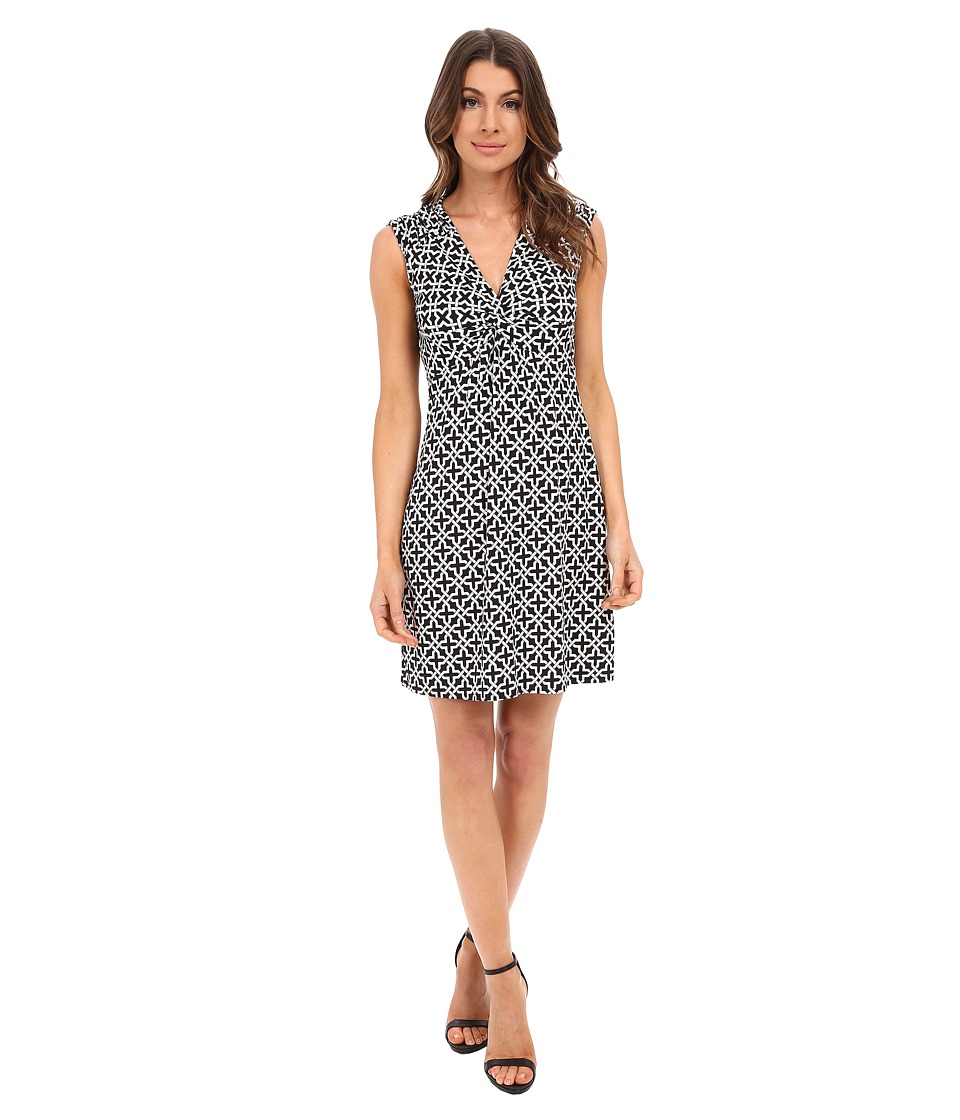 Laundry by Shelli Segal Short Sleeve Empire Waist Dress with Front Twist (Black) Women