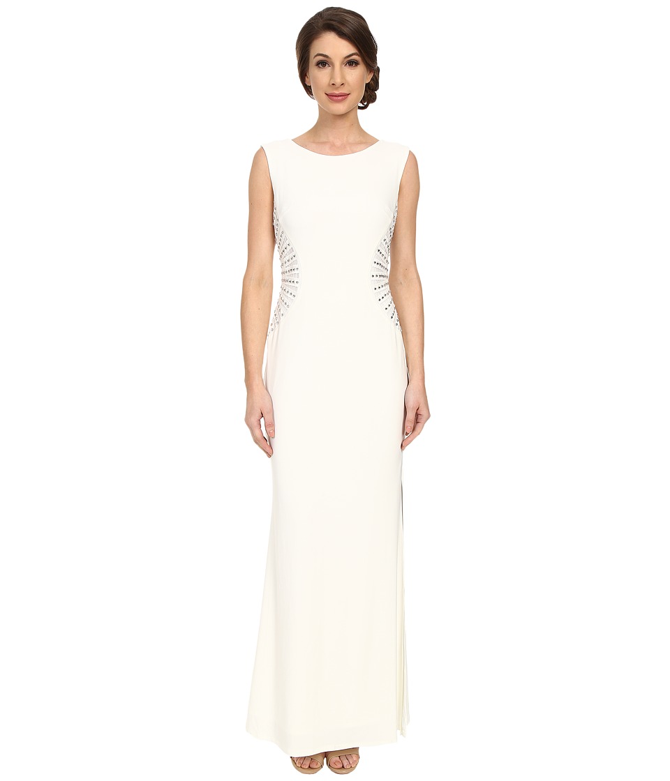 Laundry by Shelli Segal Embellished Side Jersey Gown (Pearl) Women