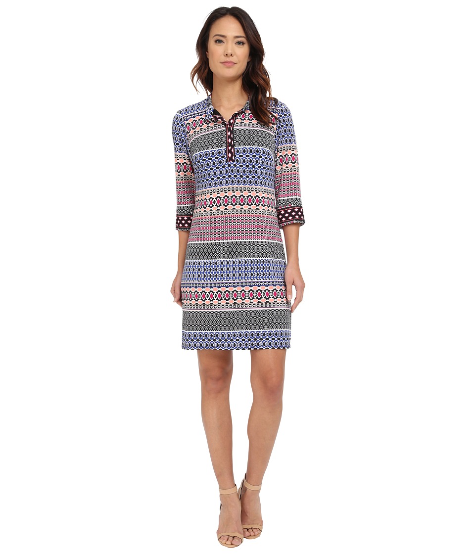 Laundry by Shelli Segal 3/4 Sleeve Print Matte Jersey Shirt Dress (Jubilee Blue) Women