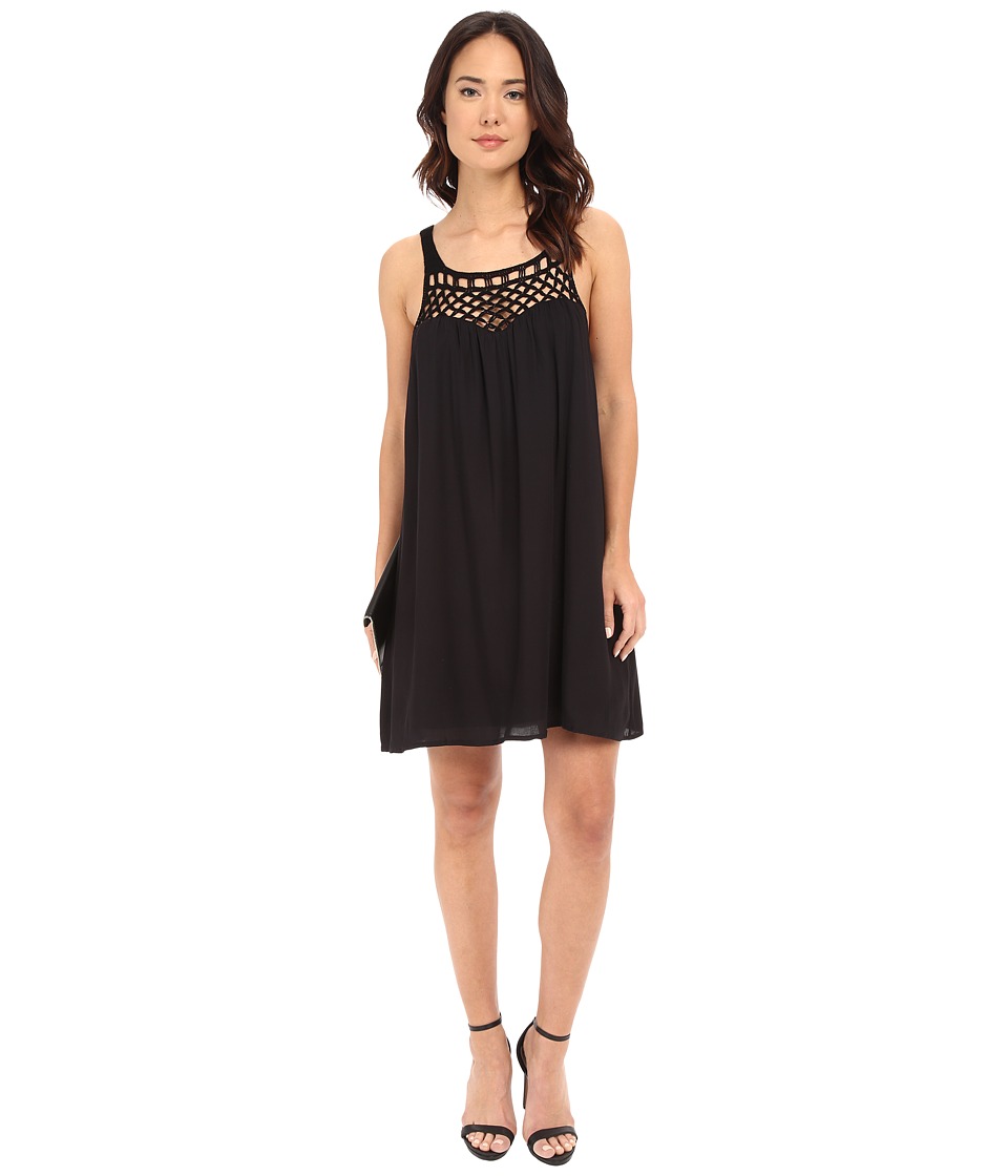 BB Dakota May Crochet Yoke Rayon Dress (Black) Women