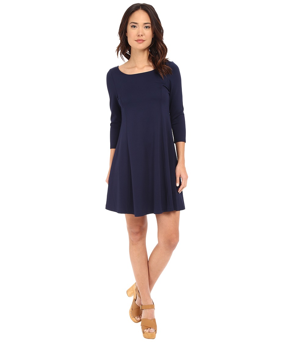 BB Dakota Gracie V-Back Ponte Dress (Navy) Women