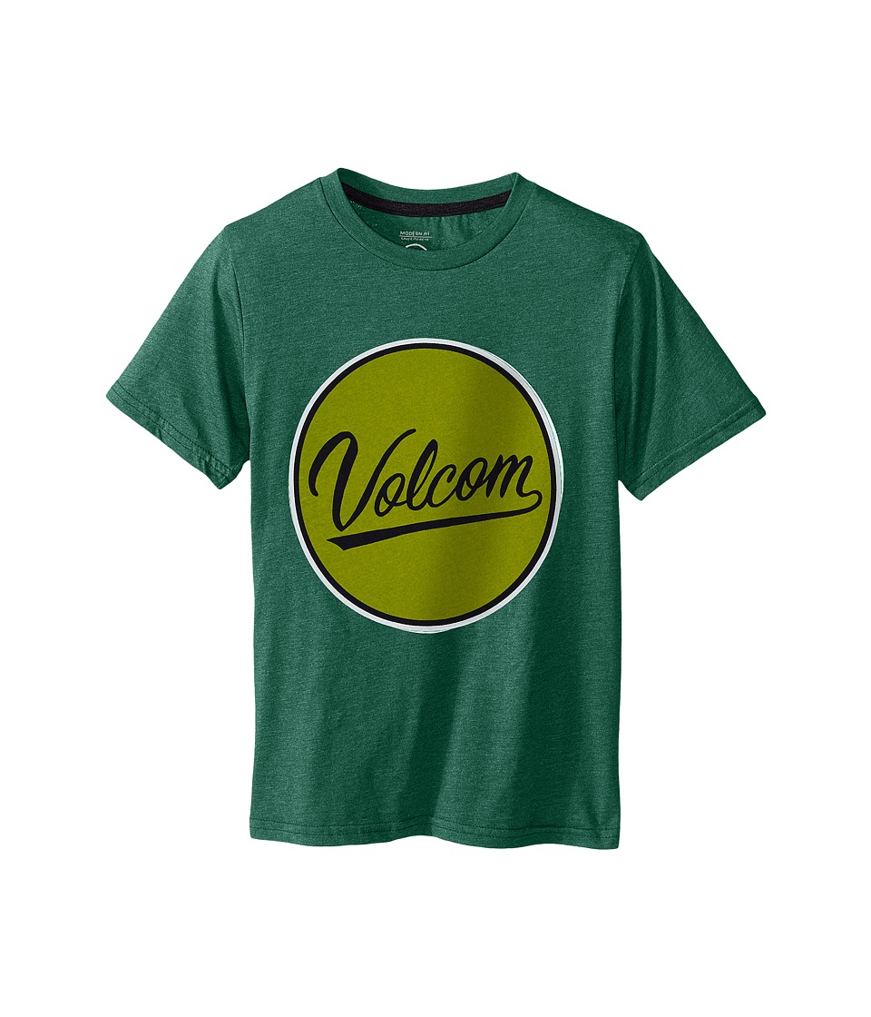 Volcom Kids - Germ Script Short Sleeve Shirt (Big Kids) (Bottle Green Heather) Boy