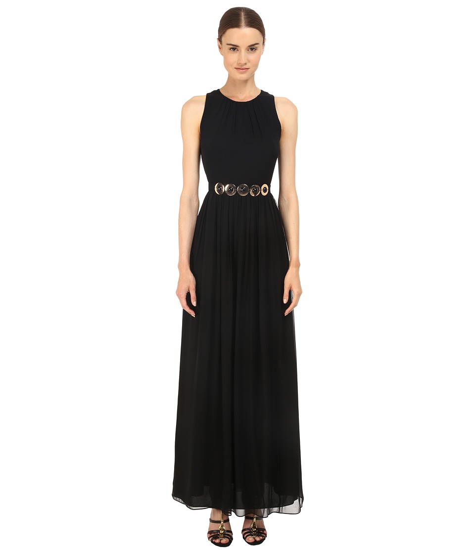 Kate Spade New York Belted Chiffon Maxi Dress (Black) Women