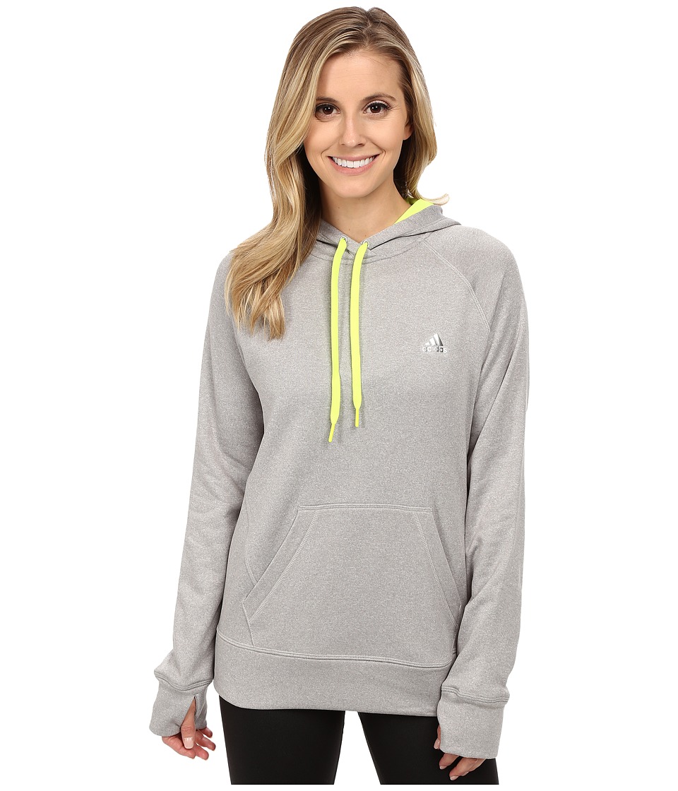 adidas Ultimate Pullover Hoodie (Medium Grey Solid Heather/Solar Yellow) Women