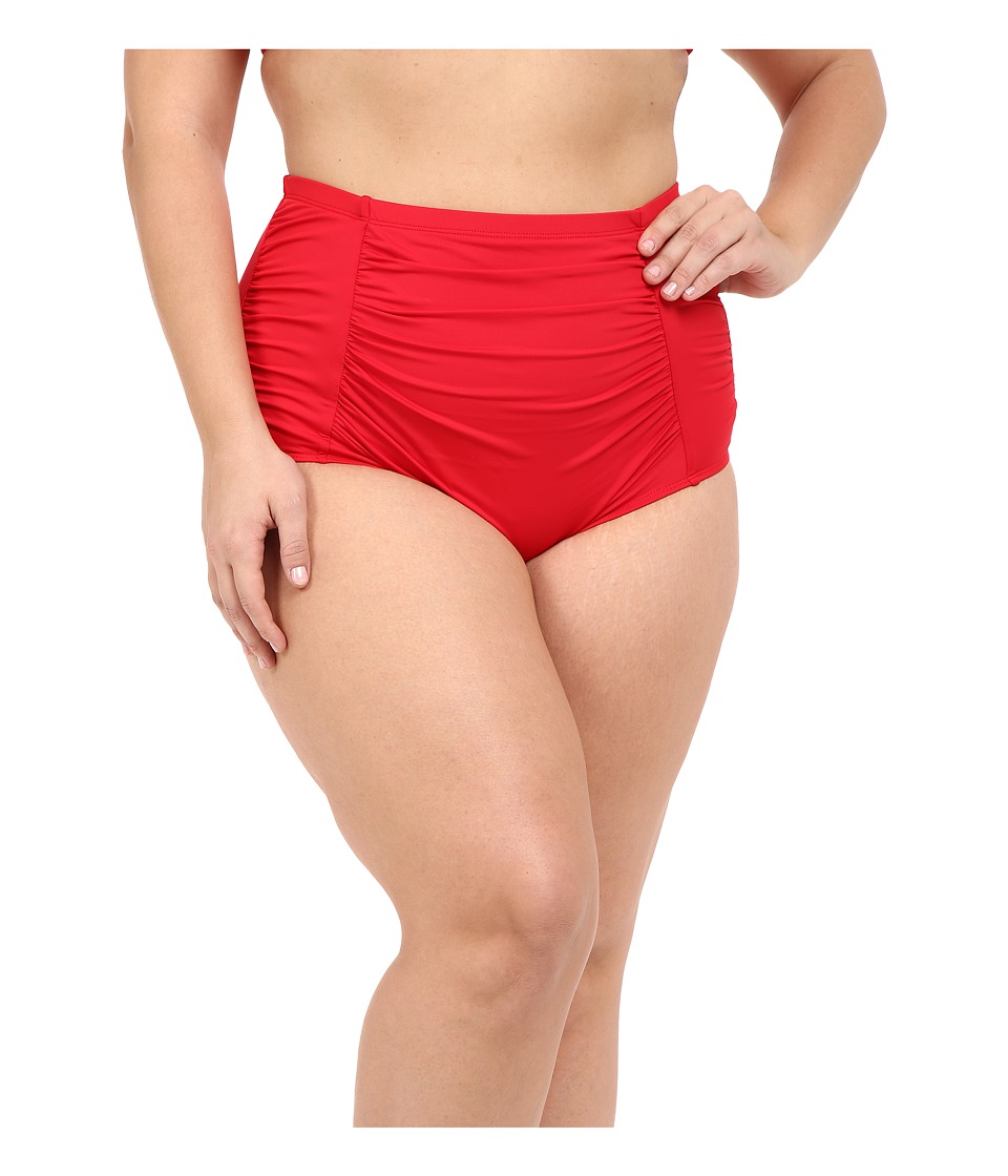 La Blanca Plus Size Island Solid Ultra Rise Hipster (Lipstick) Women