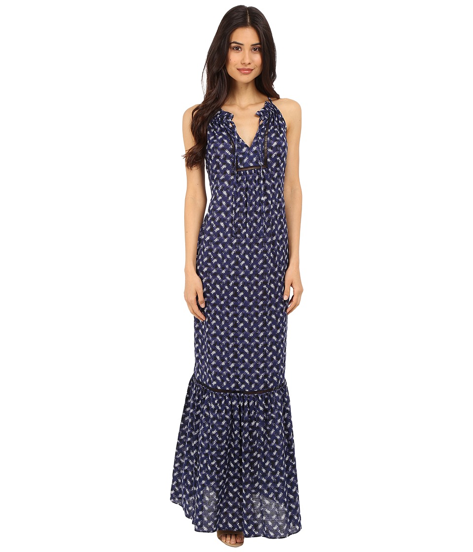 Rebecca Taylor Sleeveless Crisscross Maxi Dress (Indigo Combo) Women