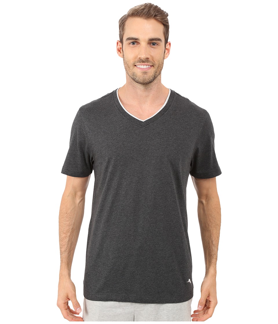 Tommy Bahama Heather Cotton Modal Jersey Tee (Black Heather 2) Men