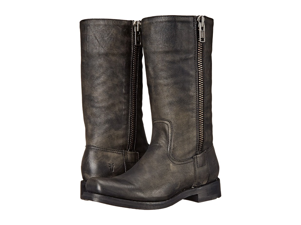Frye Heath Outside Zip (Black Full Grain Leather) Women