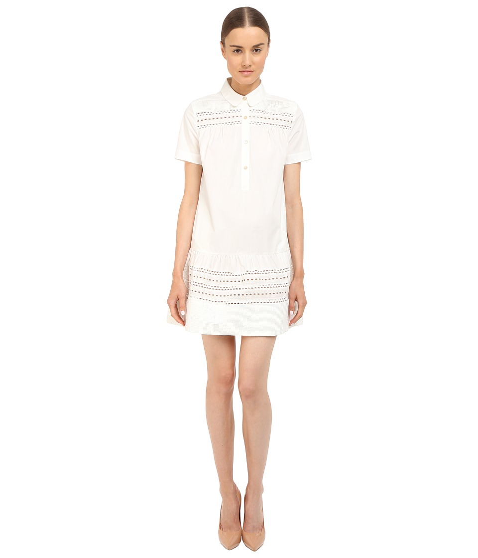 RED VALENTINO Polka Dot Cut Out Embroidery Dress (White) Women