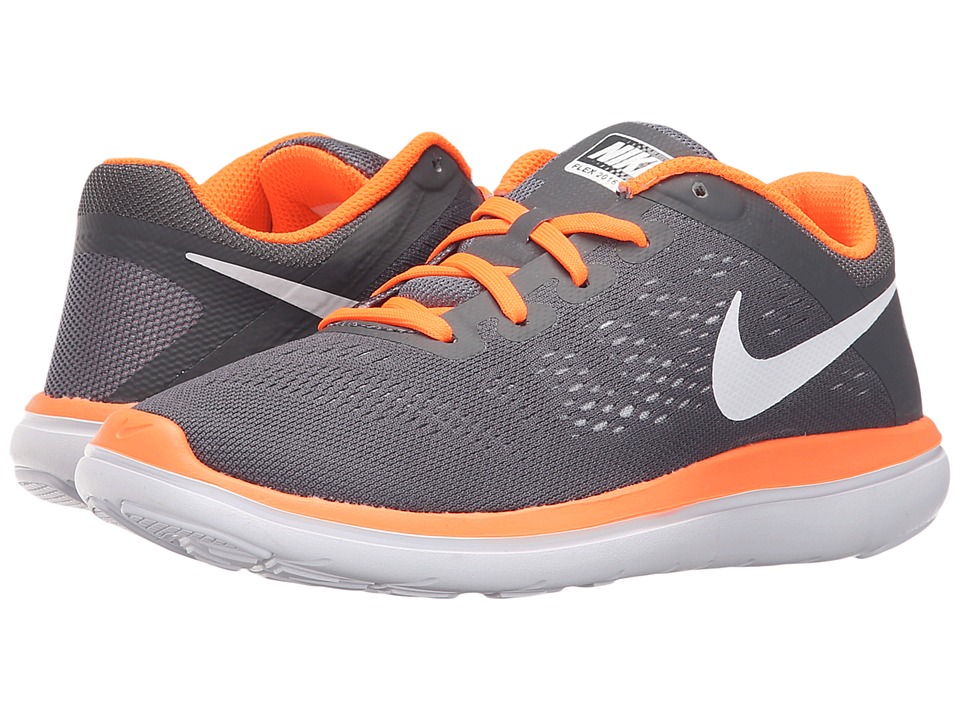 Nike Kids Flex 2016 RN (Big Kid) (Dark Grey/White/Total Orange) Boys Shoes