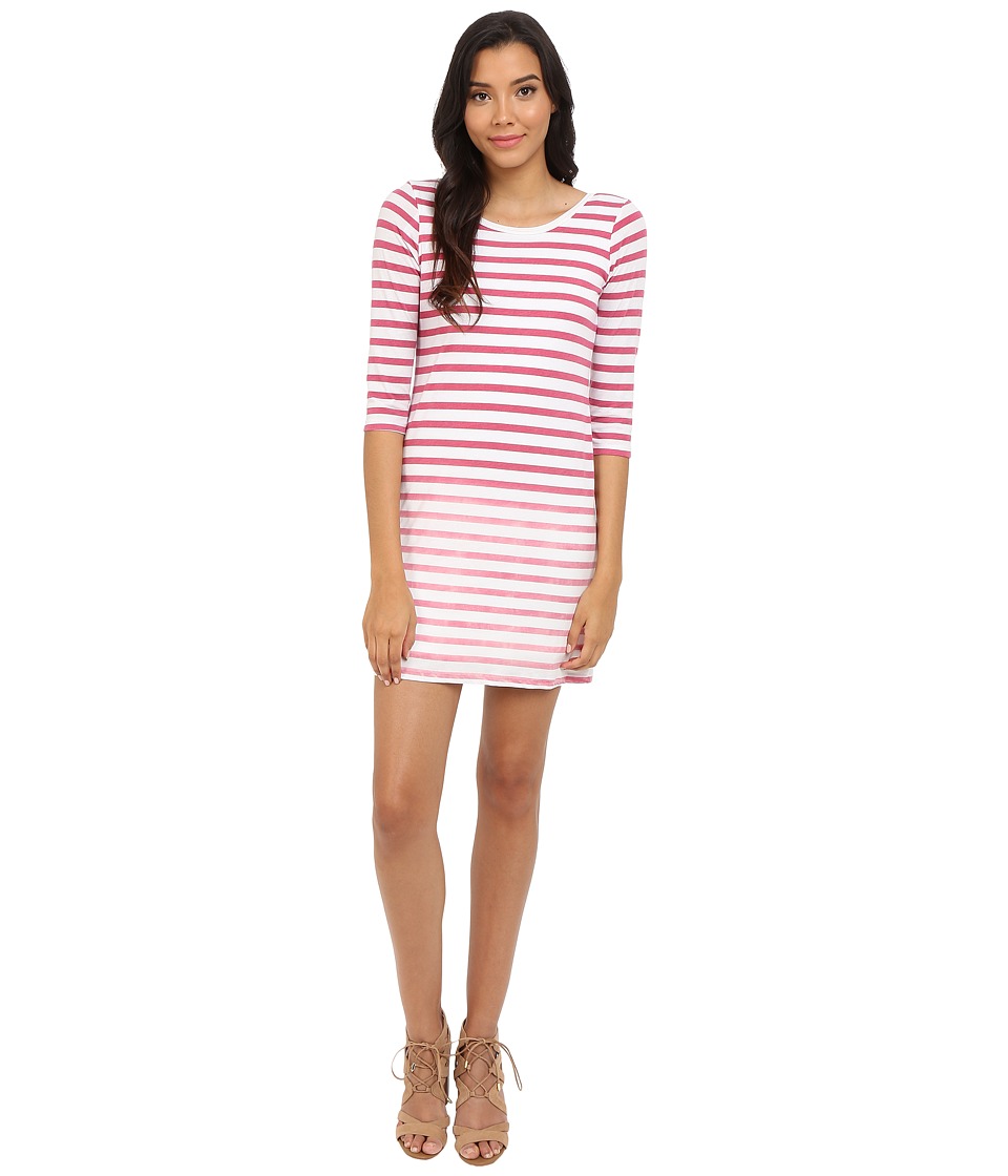 Splendid Sunfaded Stripe Jersey Dress (Fuchsia Rose) Women