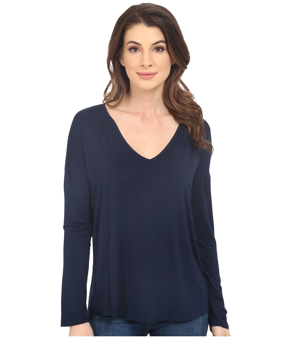 Splendid Rayon Jersey Long Sleeve Tee (Navy) Women