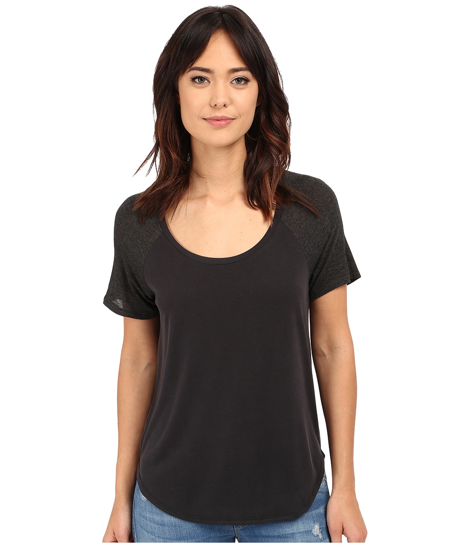 Splendid Sandwash Jersey with Drapey Lux Tee (Black/Charcoal) Women