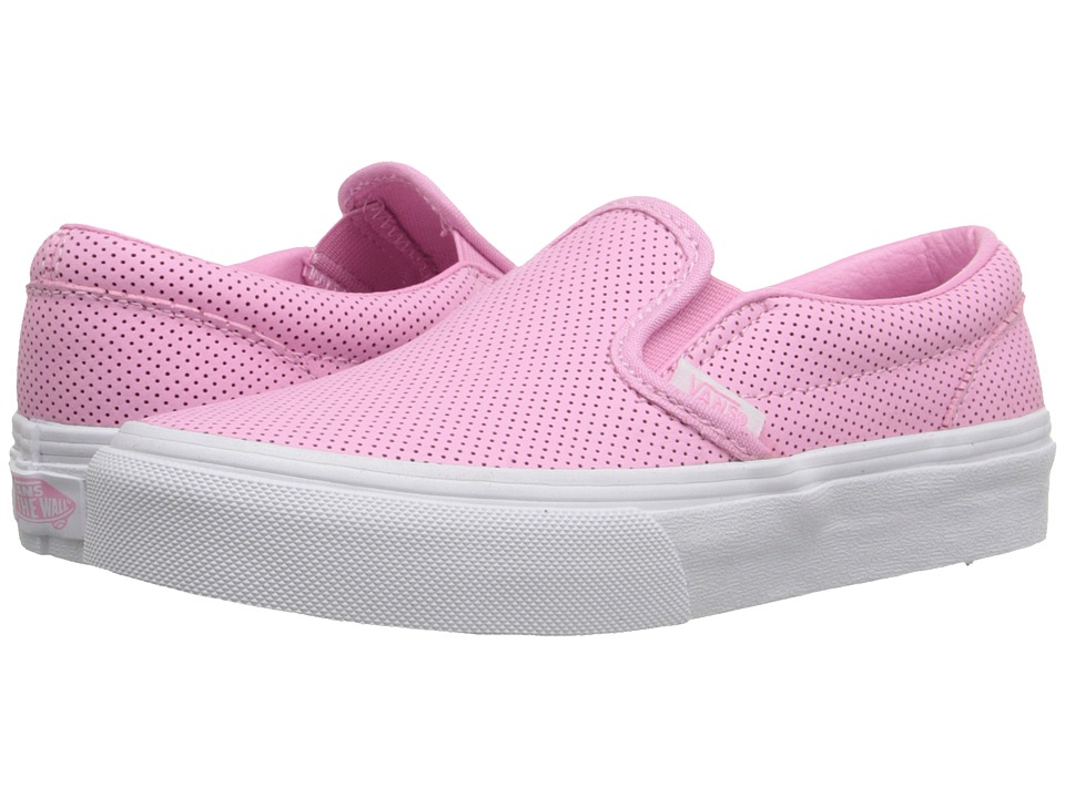 Vans Kids Classic Slip-On (Little Kid/Big Kid) (Prism Pink Perf Leather) Girls Shoes