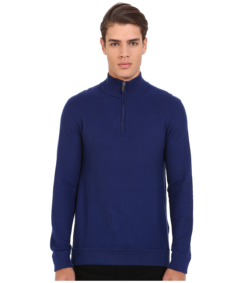 Michael Kors Pique Stitch Cotton Mock Neck Top (Bright Navy) Men