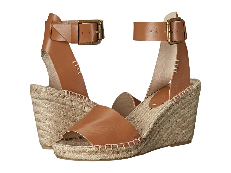 Soludos Open Toe Wedge Leather (Tan) Women