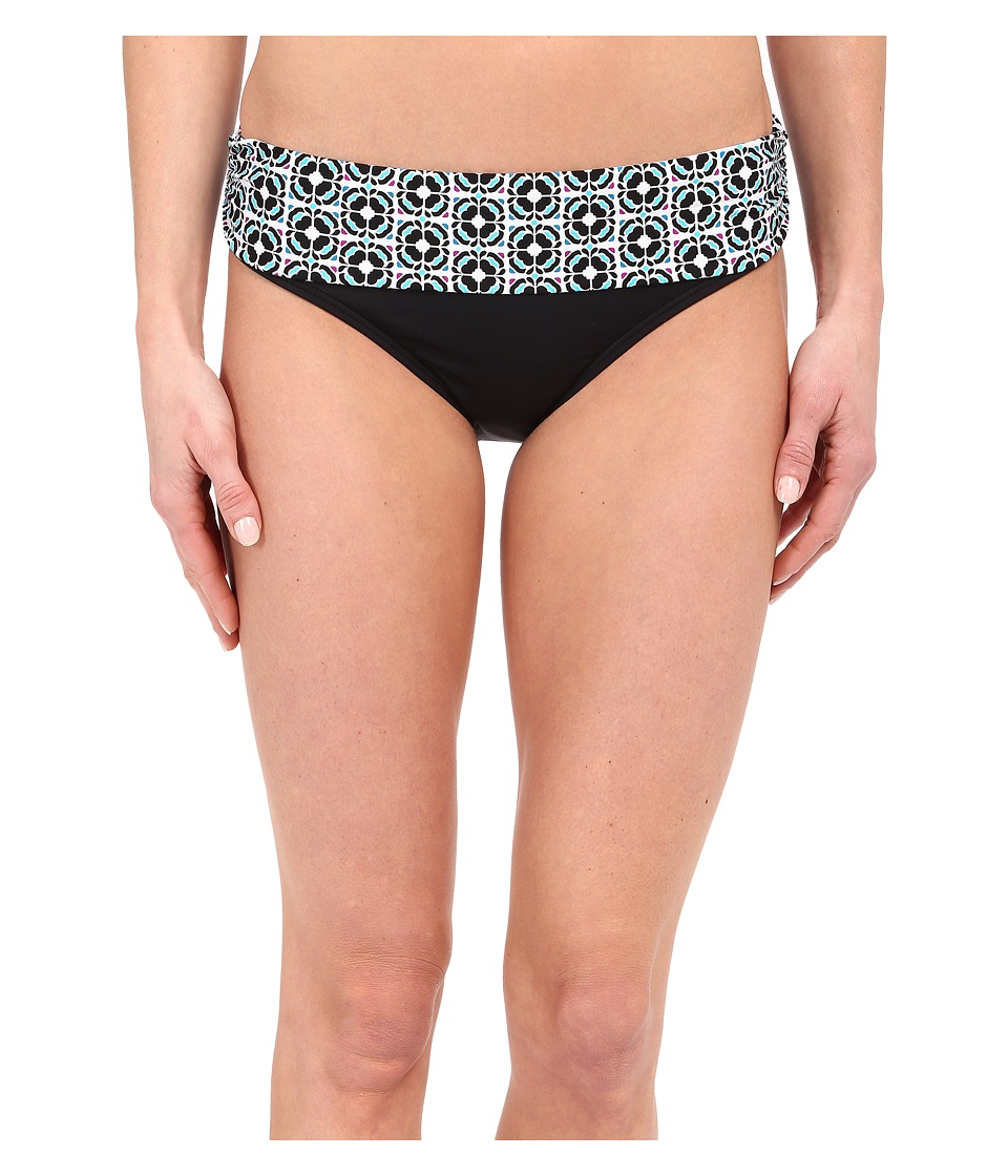 La Blanca Tile Flora Shirred Hipster Bottom (Aqua) Women