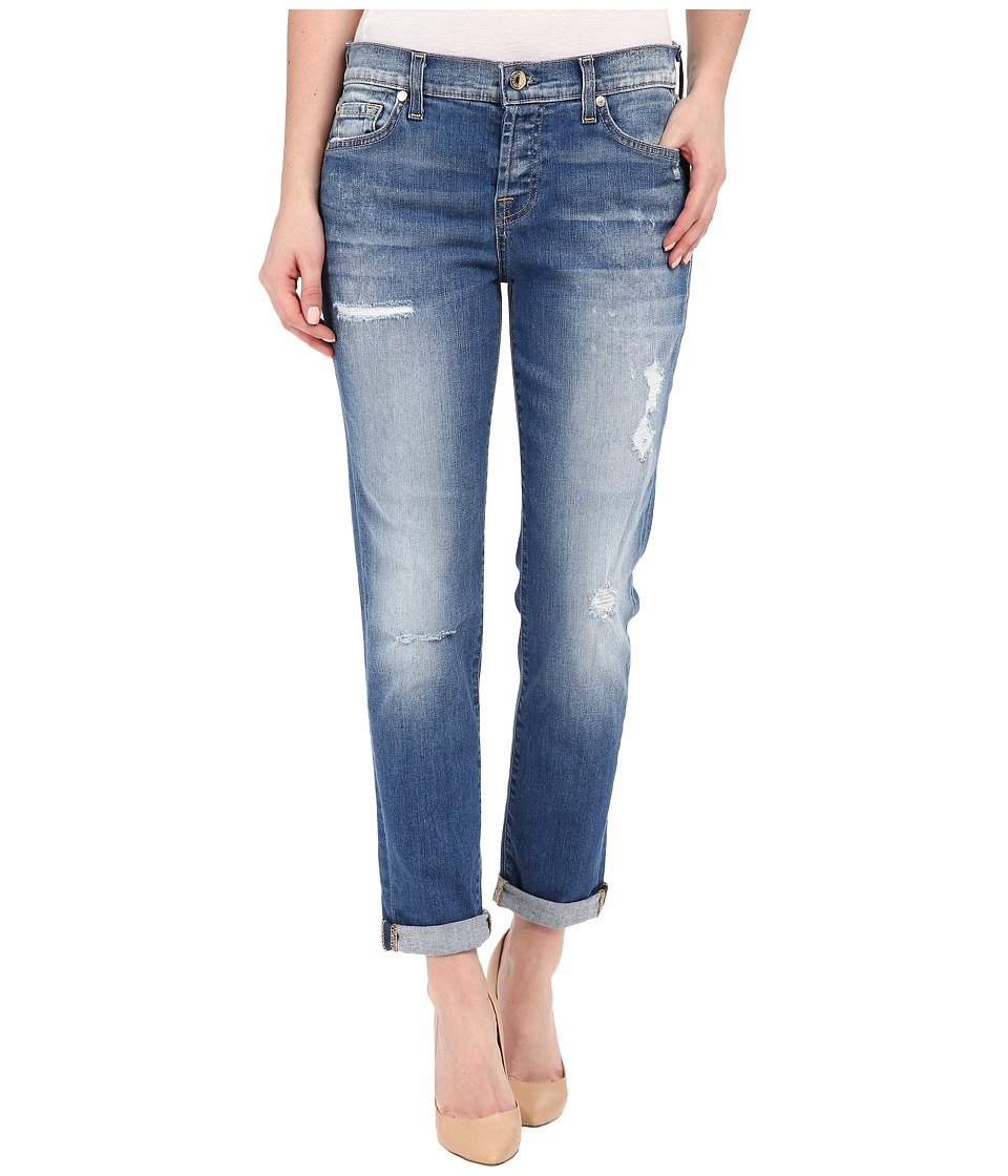 7 For All Mankind Josefina w/ Destroy in Bright Bluebell (Bright Bluebell) Women