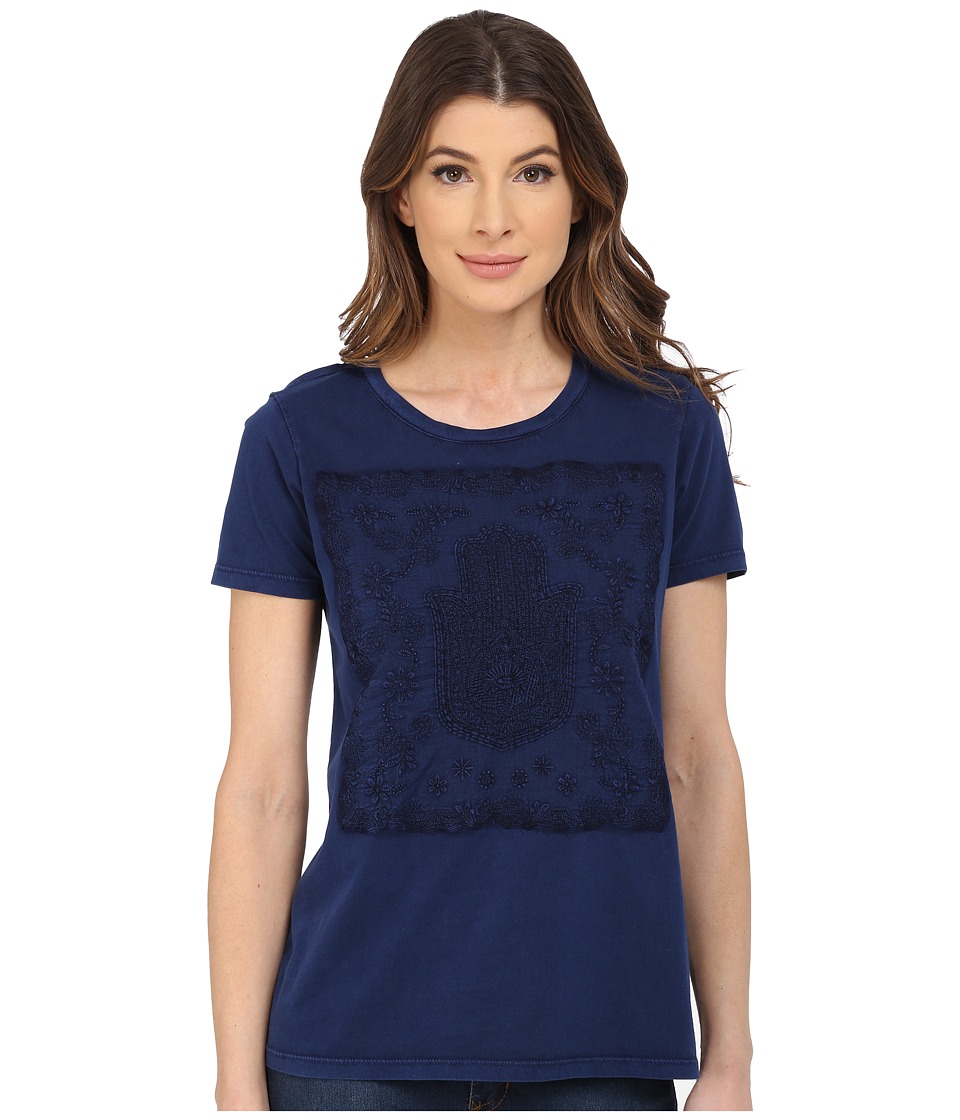 Lucky Brand Embroidered Hamsa Hand Tee (American Navy) Women
