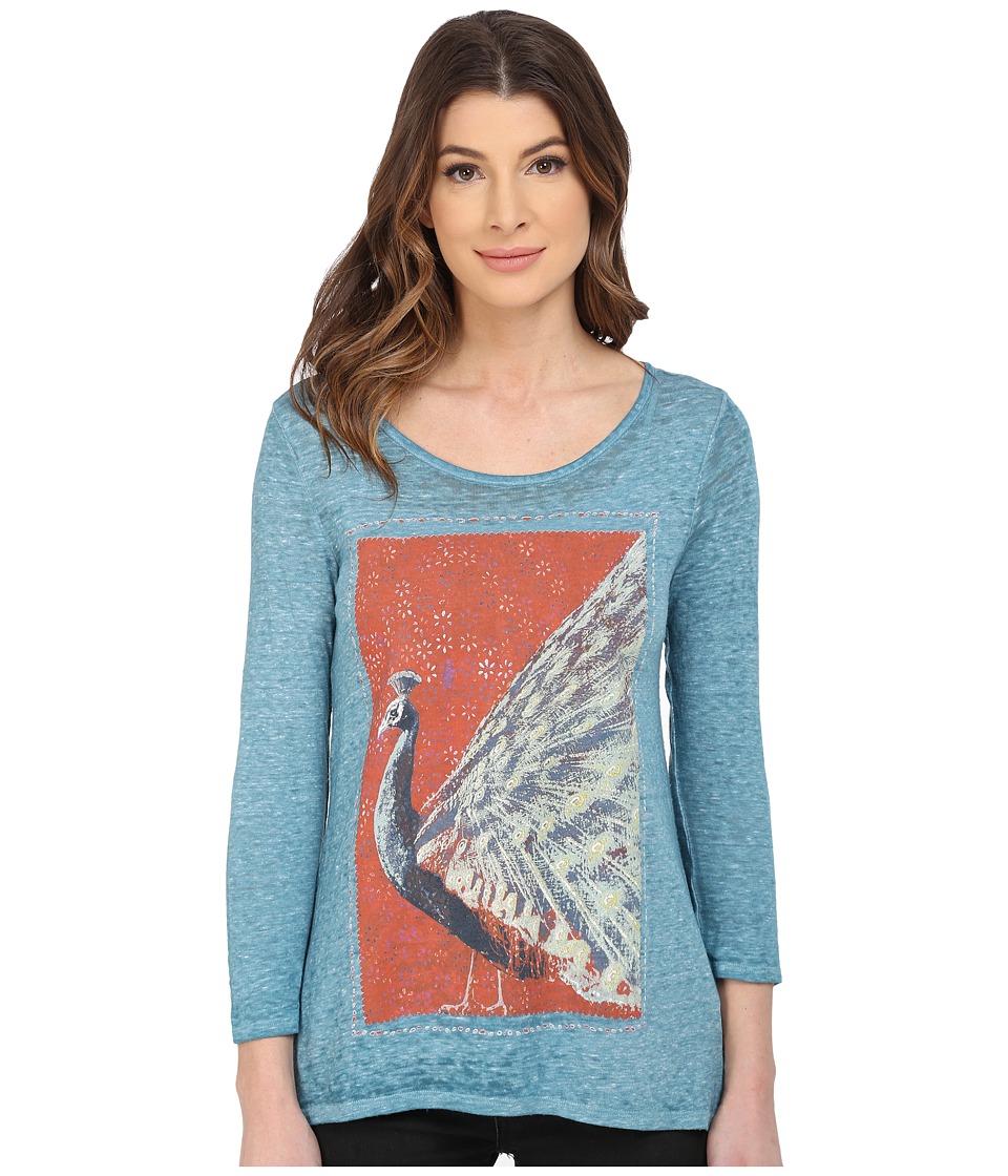 Lucky Brand - Peacock Matchbook Tee (Turquoise) Women