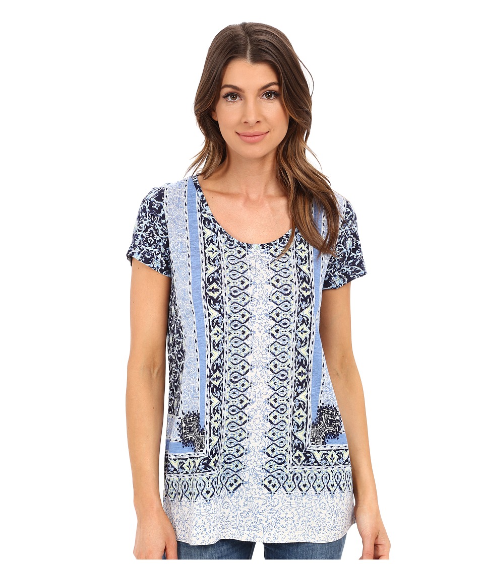 Lucky Brand - Scarf Print Tee (Blue Multi) Women