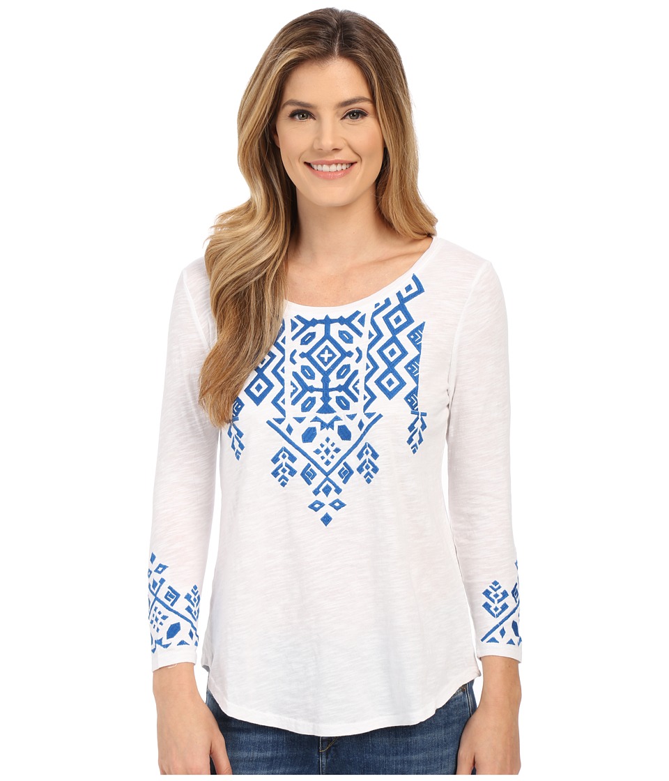 Lucky Brand - Tile Embroidered Tee (Bright White) Women