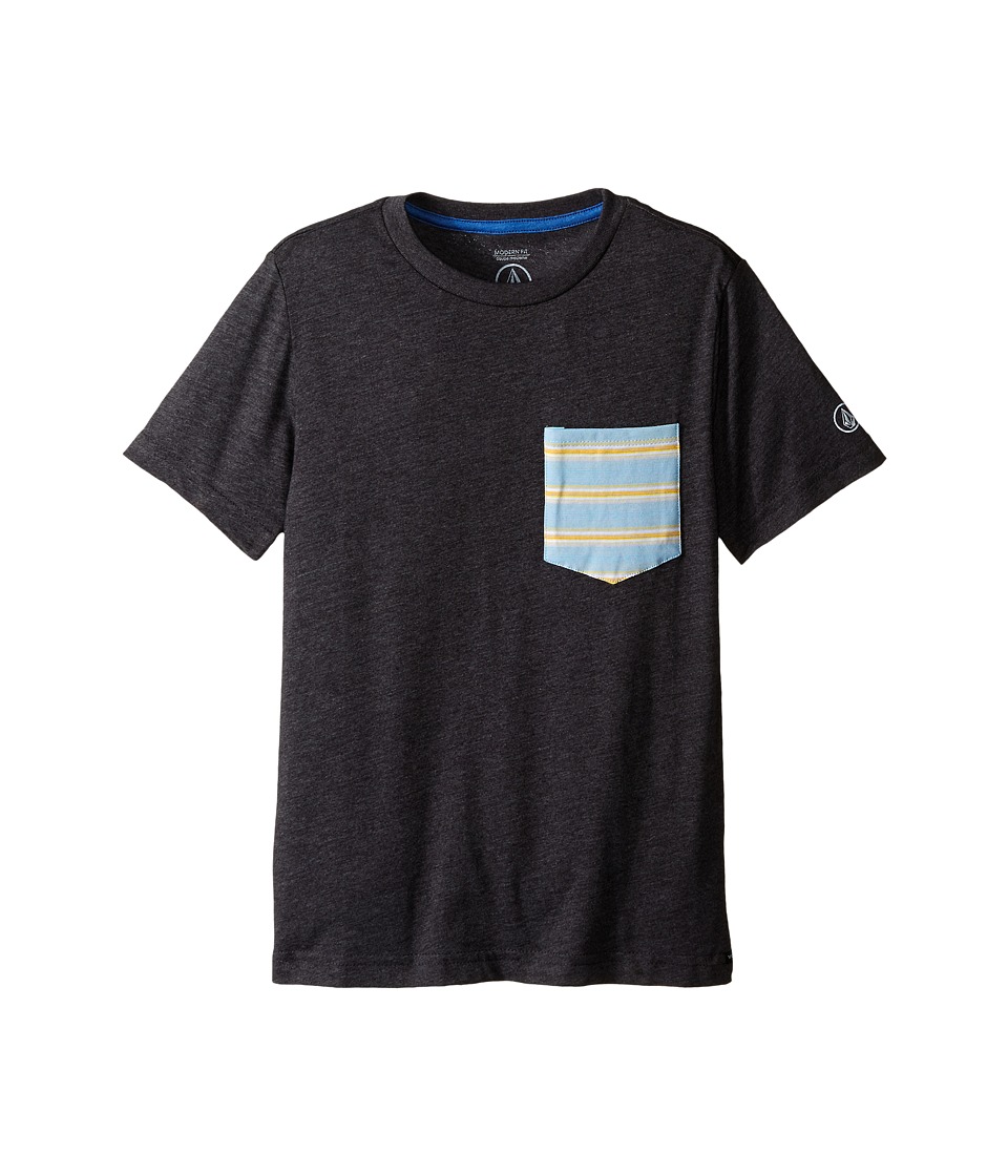 Volcom Kids - Stripe Short Sleeve Pocket Tee (Big Kids) (Heather Black) Boy