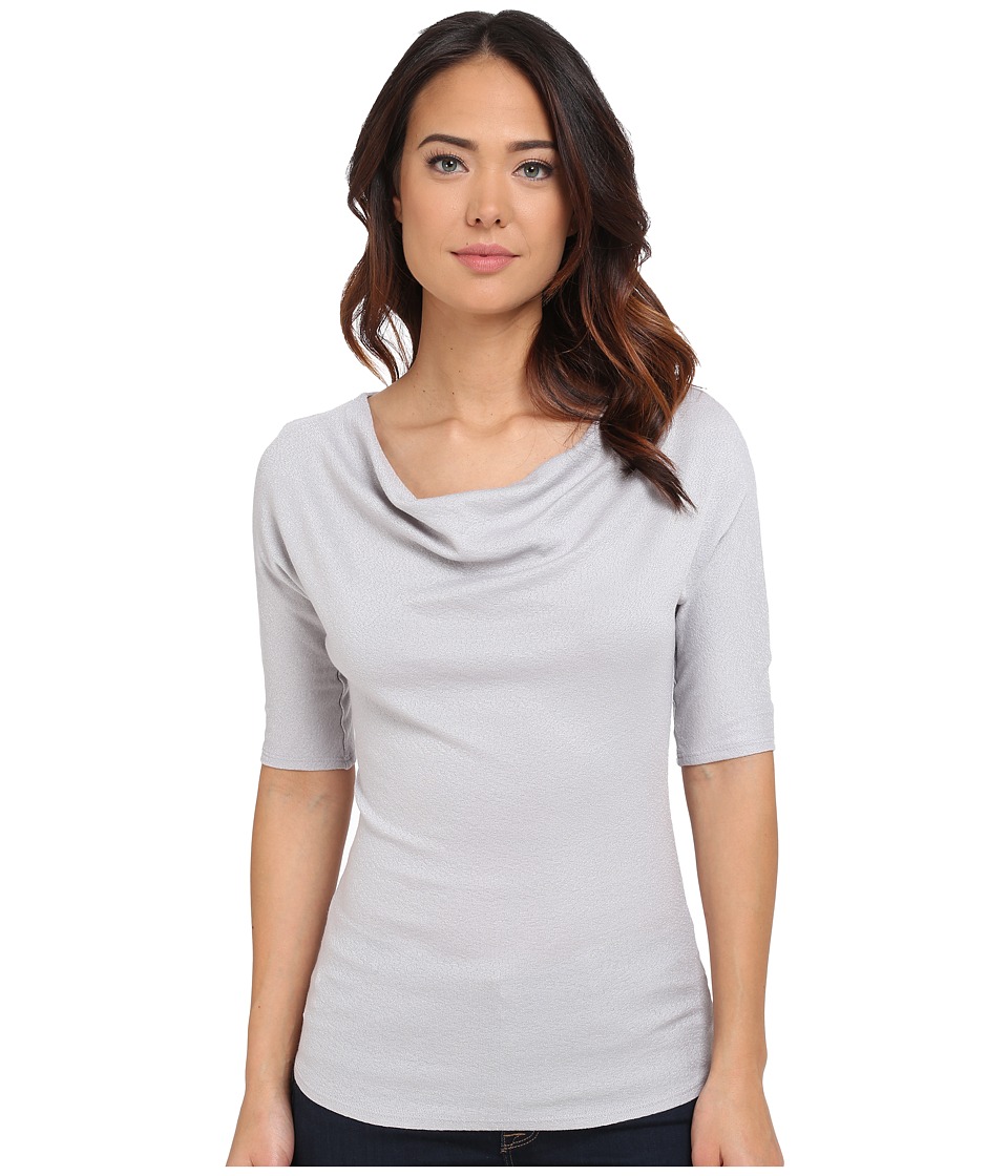 Michael Stars - Shine Elbow Sleeve Drape Neck Top (Oyster) Women