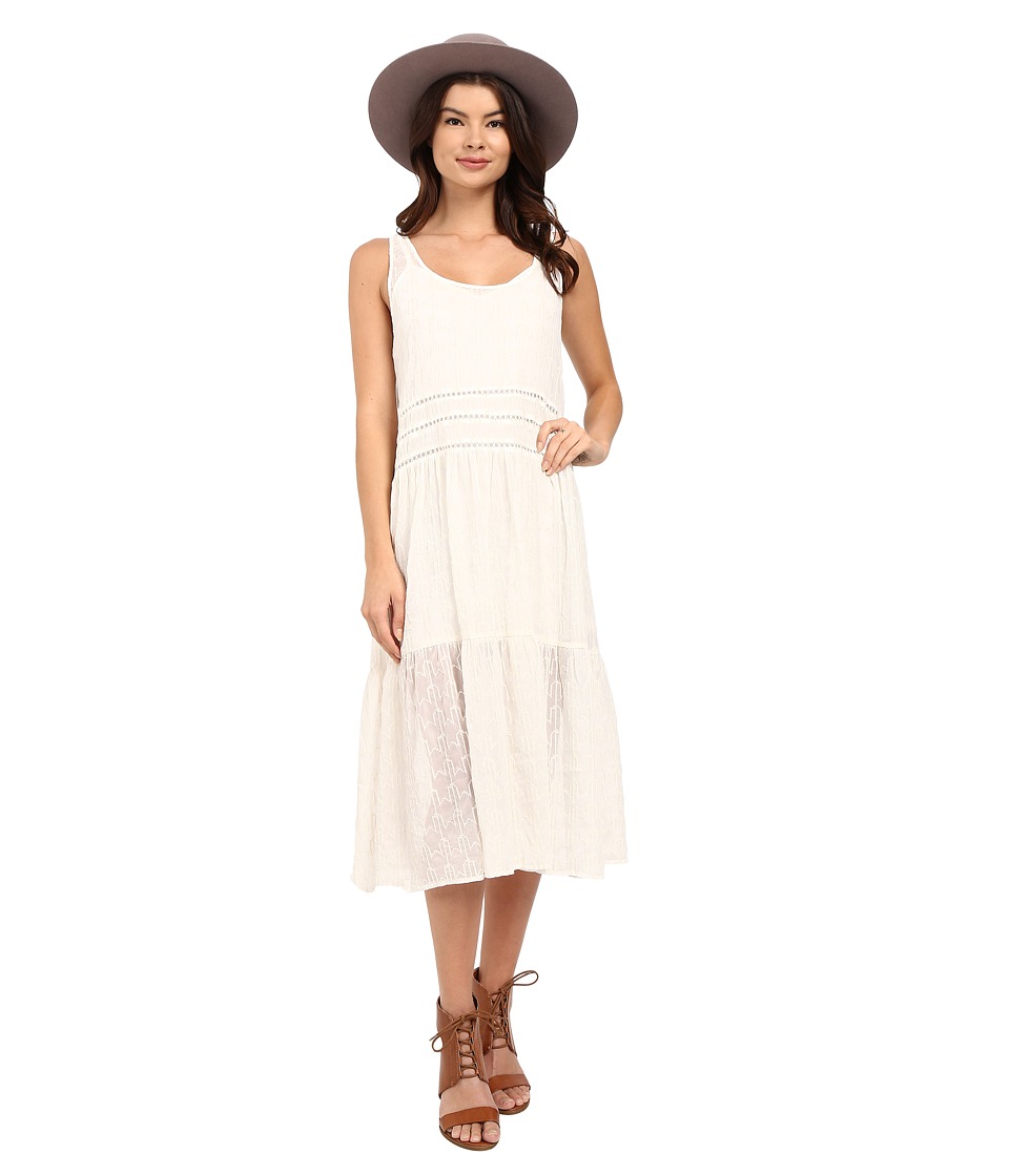 BB Dakota Clara Embroidered Chiffon Trapeze Dress with Slip (Antique Ivory) Women