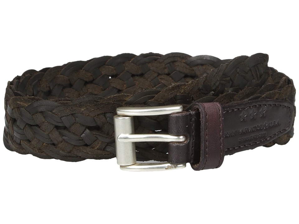 John Varvatos 25mm Roller Harness Braided Leather Belt (Chocolate) Men